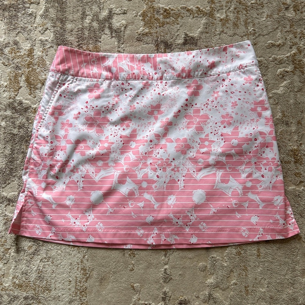 Adidas Women's Pink White Floral Print ClimaCool Golf Skort - Size 12